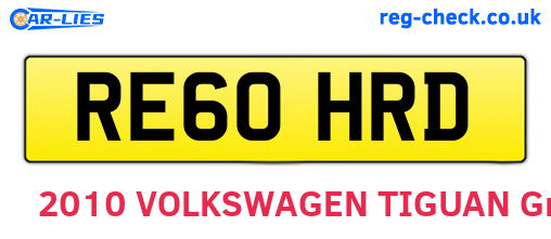 RE60HRD are the vehicle registration plates.