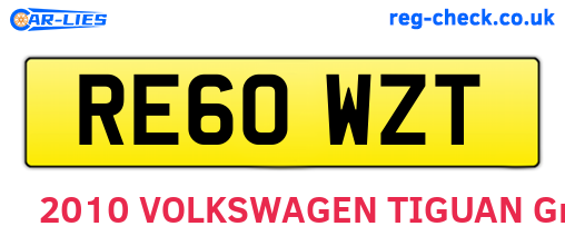 RE60WZT are the vehicle registration plates.