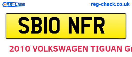 SB10NFR are the vehicle registration plates.