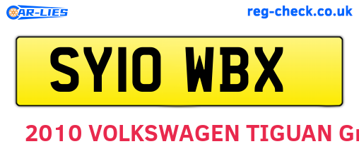 SY10WBX are the vehicle registration plates.