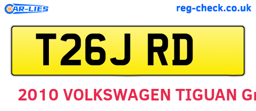 T26JRD are the vehicle registration plates.