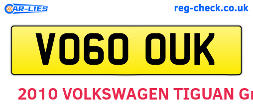 VO60OUK are the vehicle registration plates.