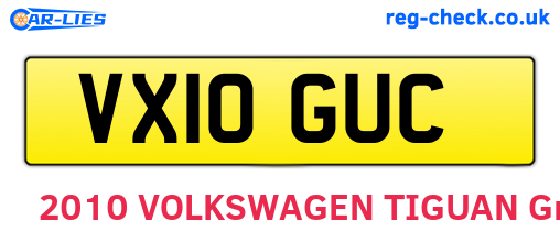 VX10GUC are the vehicle registration plates.
