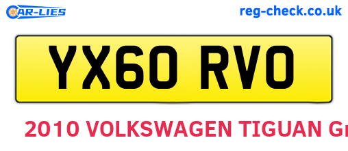YX60RVO are the vehicle registration plates.