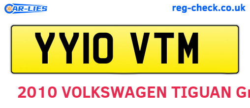YY10VTM are the vehicle registration plates.