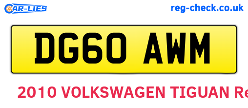 DG60AWM are the vehicle registration plates.