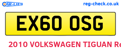 EX60OSG are the vehicle registration plates.