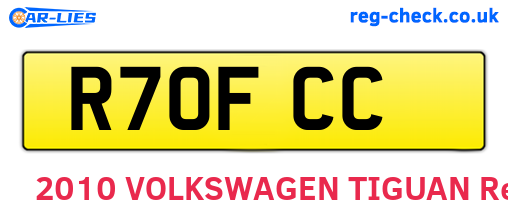 R70FCC are the vehicle registration plates.