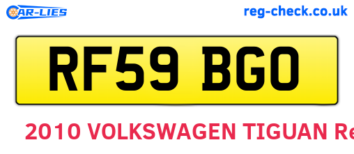 RF59BGO are the vehicle registration plates.