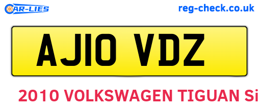 AJ10VDZ are the vehicle registration plates.