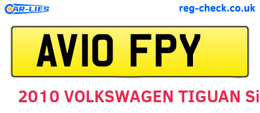 AV10FPY are the vehicle registration plates.
