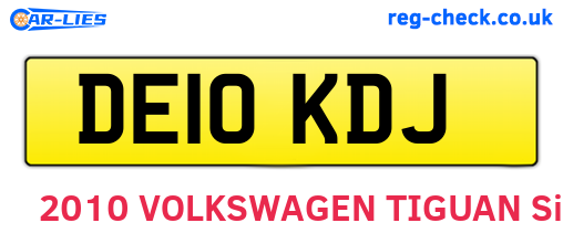DE10KDJ are the vehicle registration plates.