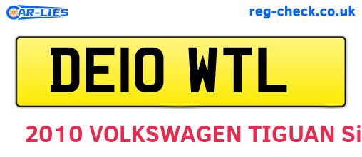DE10WTL are the vehicle registration plates.