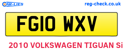 FG10WXV are the vehicle registration plates.
