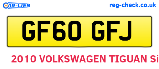GF60GFJ are the vehicle registration plates.