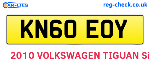 KN60EOY are the vehicle registration plates.