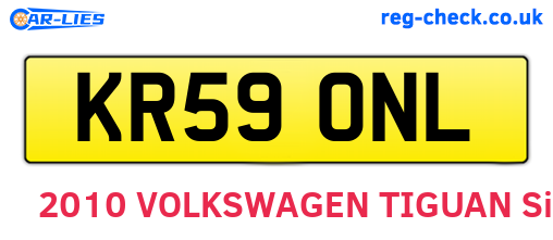 KR59ONL are the vehicle registration plates.