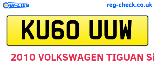 KU60UUW are the vehicle registration plates.