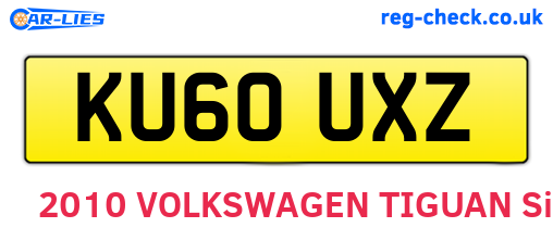 KU60UXZ are the vehicle registration plates.