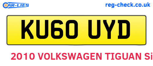 KU60UYD are the vehicle registration plates.