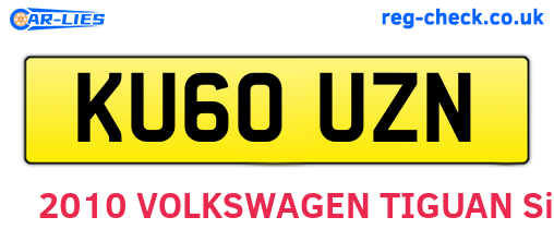 KU60UZN are the vehicle registration plates.