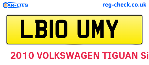 LB10UMY are the vehicle registration plates.