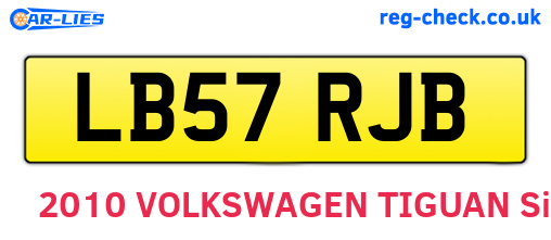LB57RJB are the vehicle registration plates.