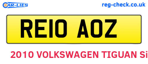 RE10AOZ are the vehicle registration plates.