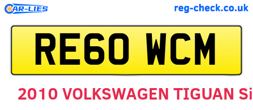 RE60WCM are the vehicle registration plates.
