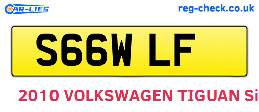 S66WLF are the vehicle registration plates.