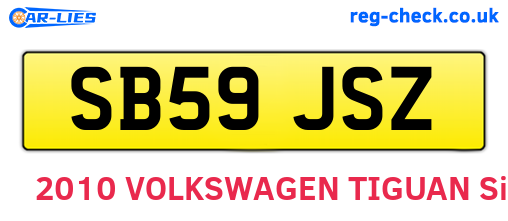 SB59JSZ are the vehicle registration plates.