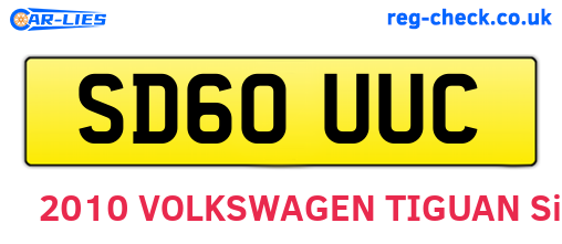 SD60UUC are the vehicle registration plates.