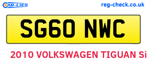SG60NWC are the vehicle registration plates.