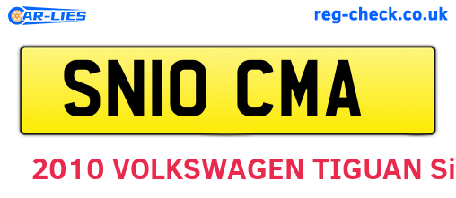 SN10CMA are the vehicle registration plates.