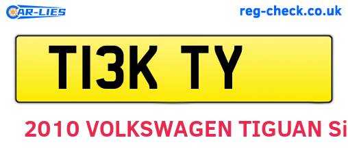 T13KTY are the vehicle registration plates.