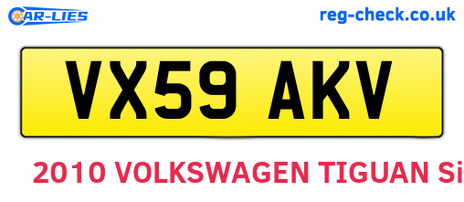 VX59AKV are the vehicle registration plates.