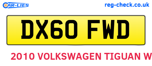 DX60FWD are the vehicle registration plates.