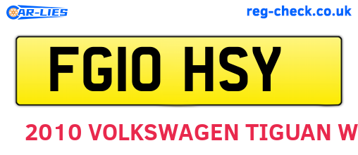 FG10HSY are the vehicle registration plates.