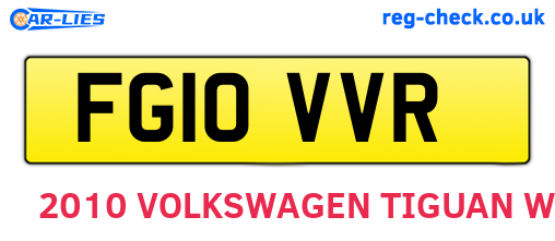 FG10VVR are the vehicle registration plates.