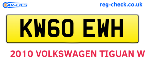 KW60EWH are the vehicle registration plates.