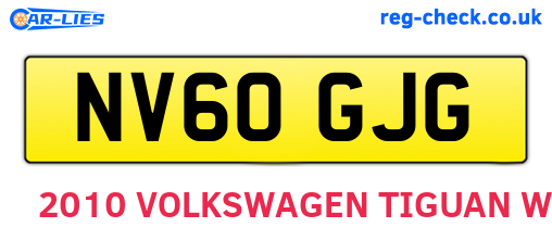 NV60GJG are the vehicle registration plates.