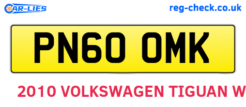 PN60OMK are the vehicle registration plates.