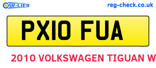 PX10FUA are the vehicle registration plates.