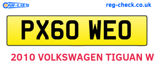 PX60WEO are the vehicle registration plates.
