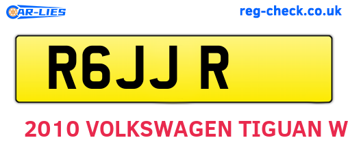 R6JJR are the vehicle registration plates.