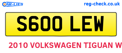 S600LEW are the vehicle registration plates.
