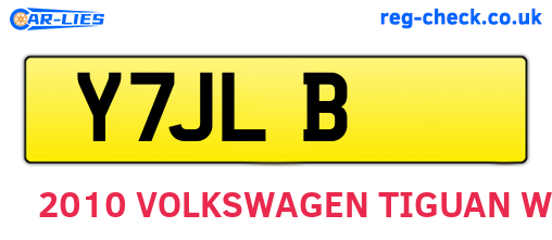 Y7JLB are the vehicle registration plates.