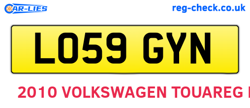 LO59GYN are the vehicle registration plates.