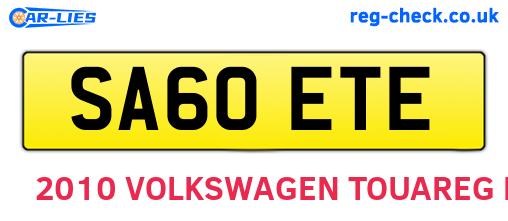 SA60ETE are the vehicle registration plates.