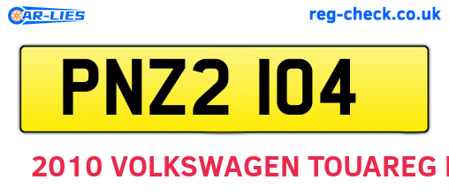 PNZ2104 are the vehicle registration plates.